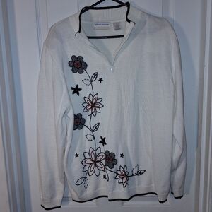 Alfred Dunner Wool Embroidered Sweater 1X